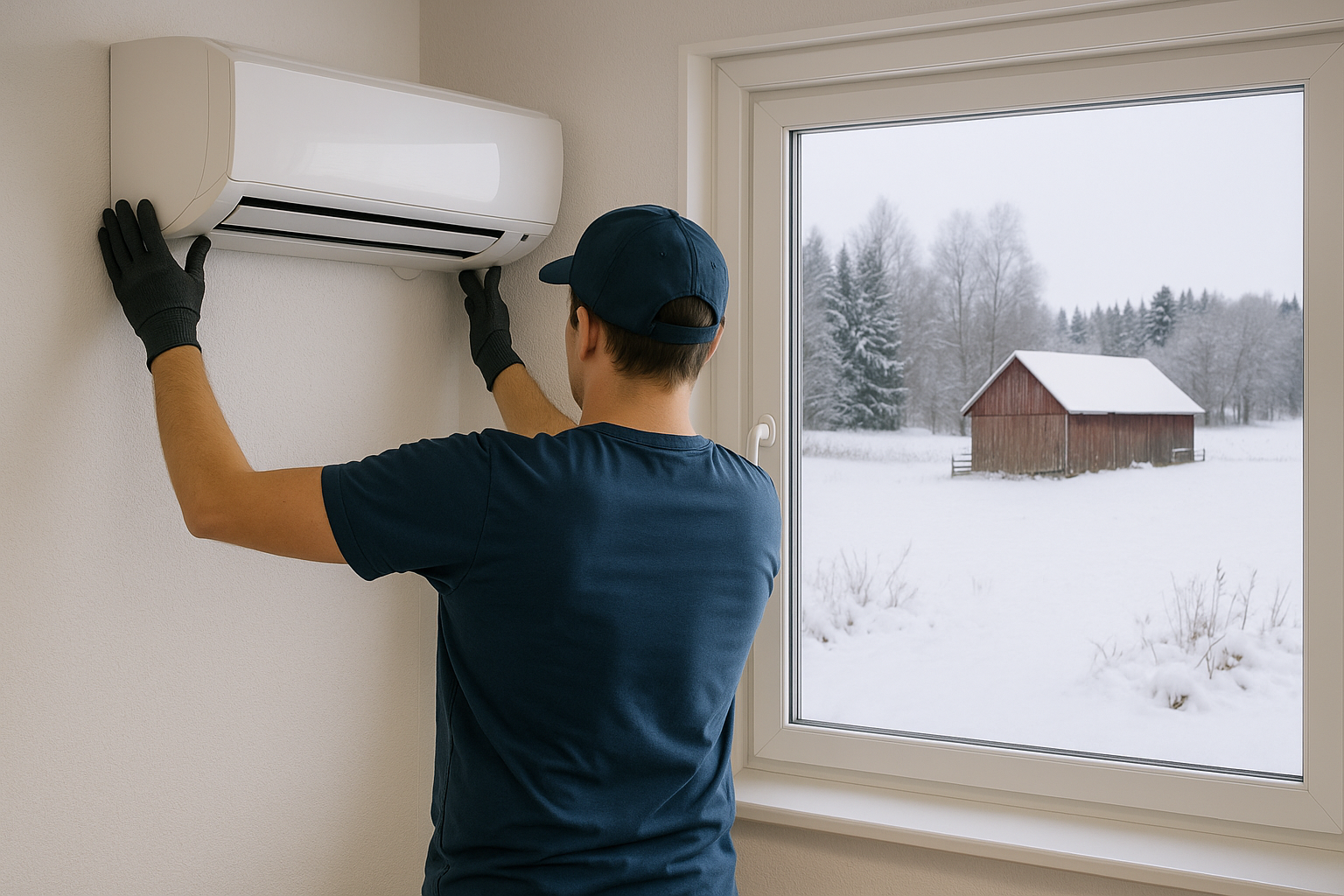 Installation av en luftvärmepump i Grästorp